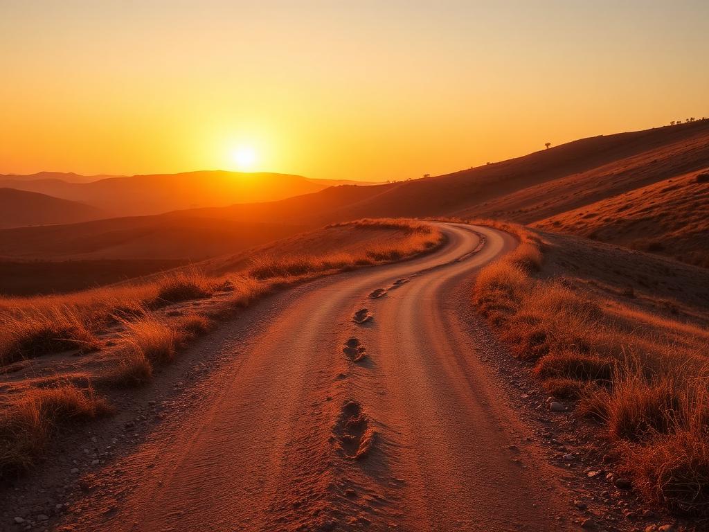 Dusty road at sunset